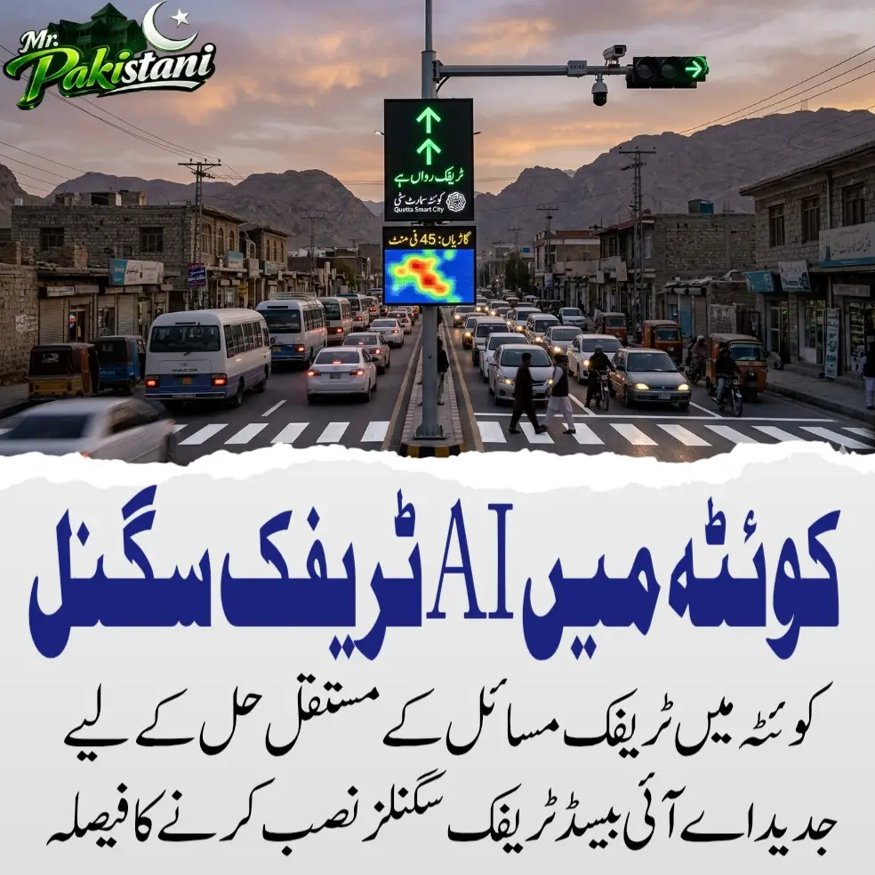 کوئٹہ میں اے آئی ٹریفک سگنل