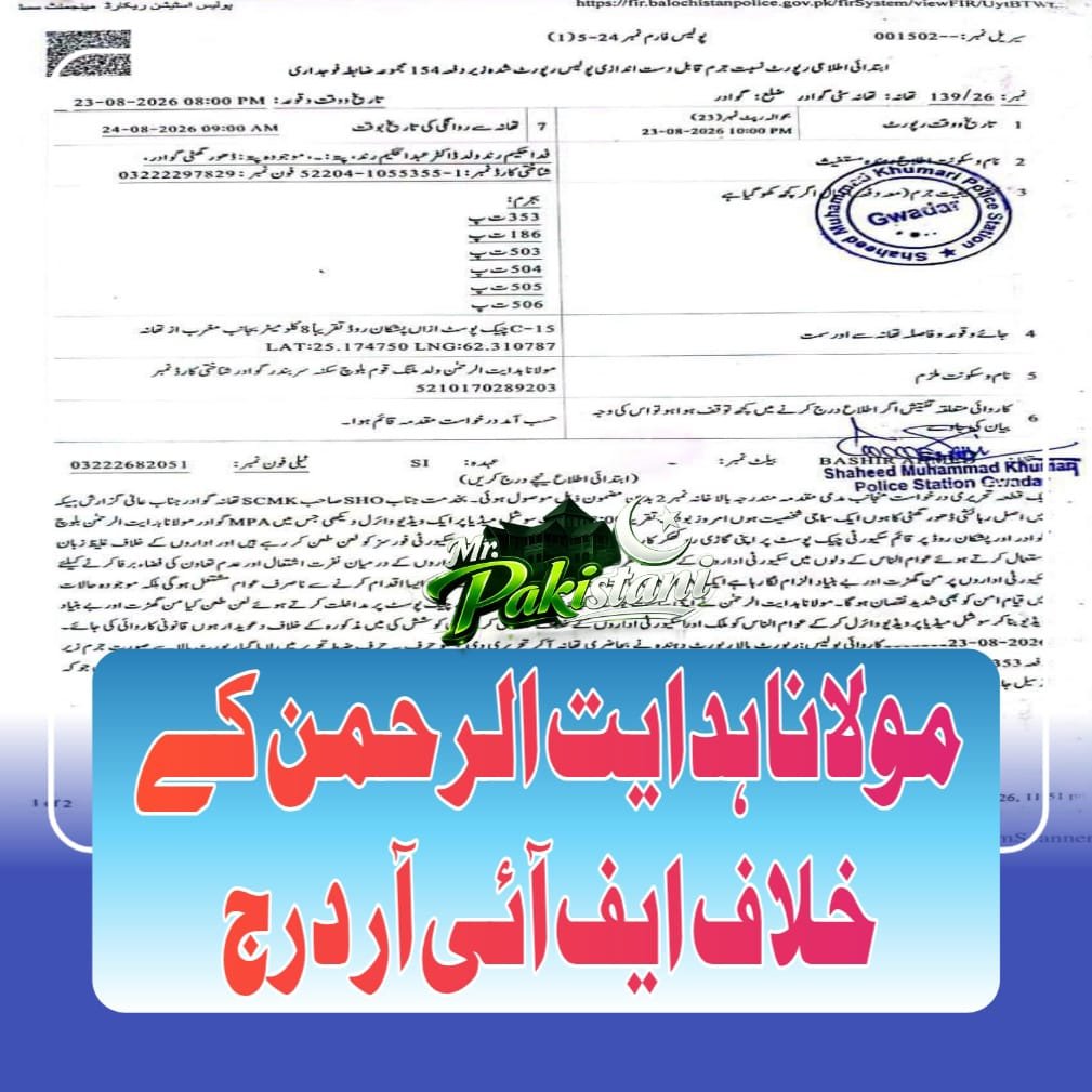 مولانا ہدایت الرحمن کے خلاف ایف آئی آر درج